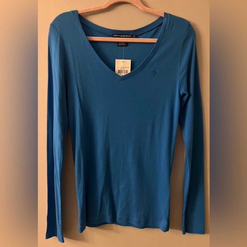 Ralph Lauren Sport Ultra Blue Long Sleeve V-Neck Tee